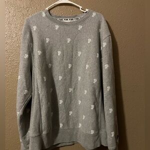 Victoria's Secret Gray Crewneck Sweater with P Pattern
